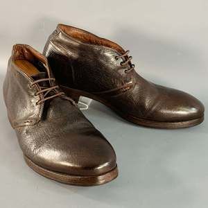 PAUL SMITH Brown Leather Lace-Up Ankle Boots